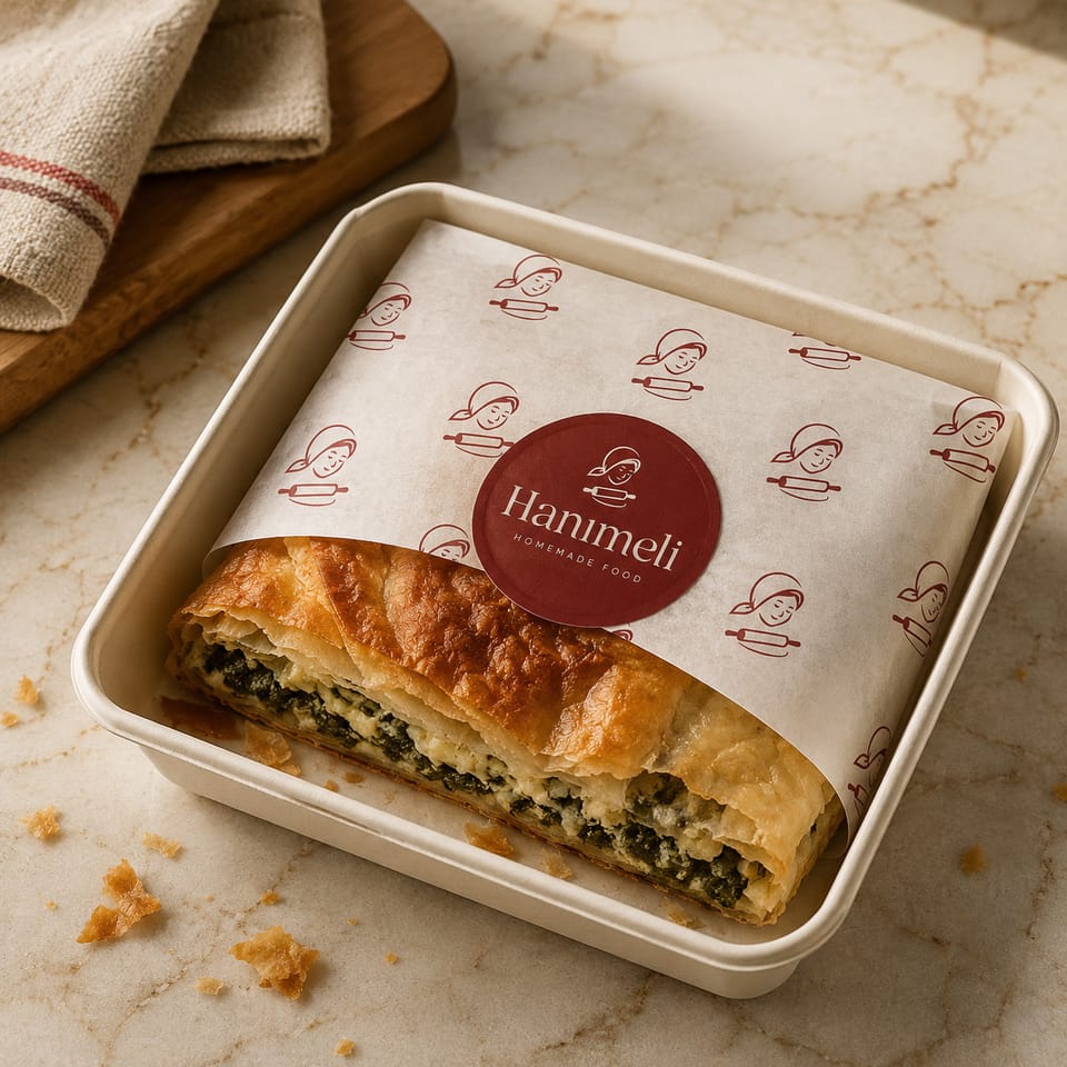 Spinach börek in a Hanımeli box