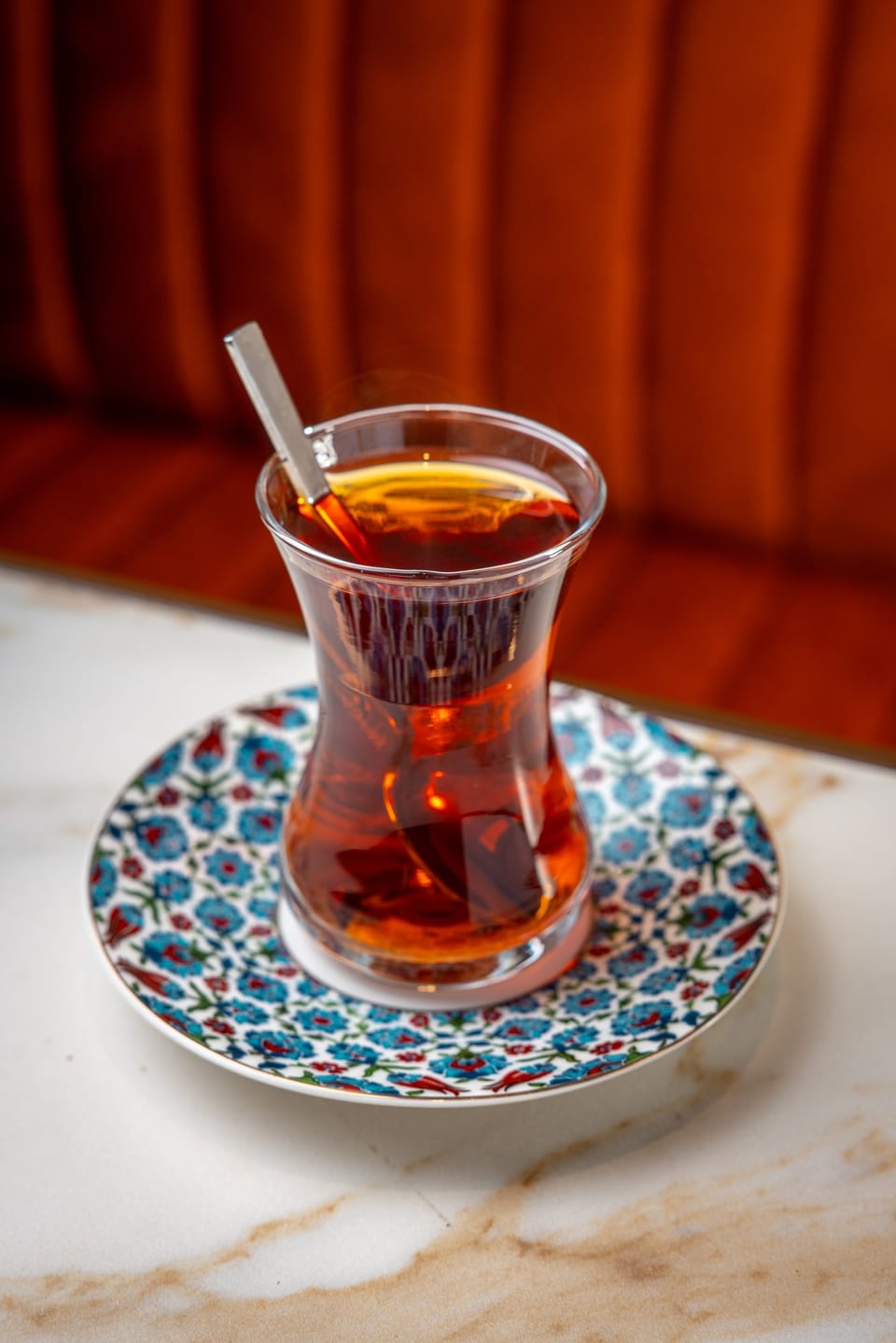 Turkish tea in a tulip glass