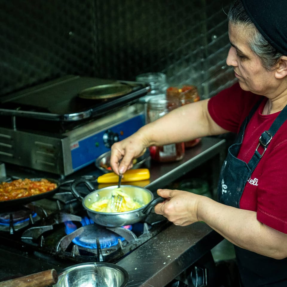 Cooking on the stove in the Hanımeli kitchen