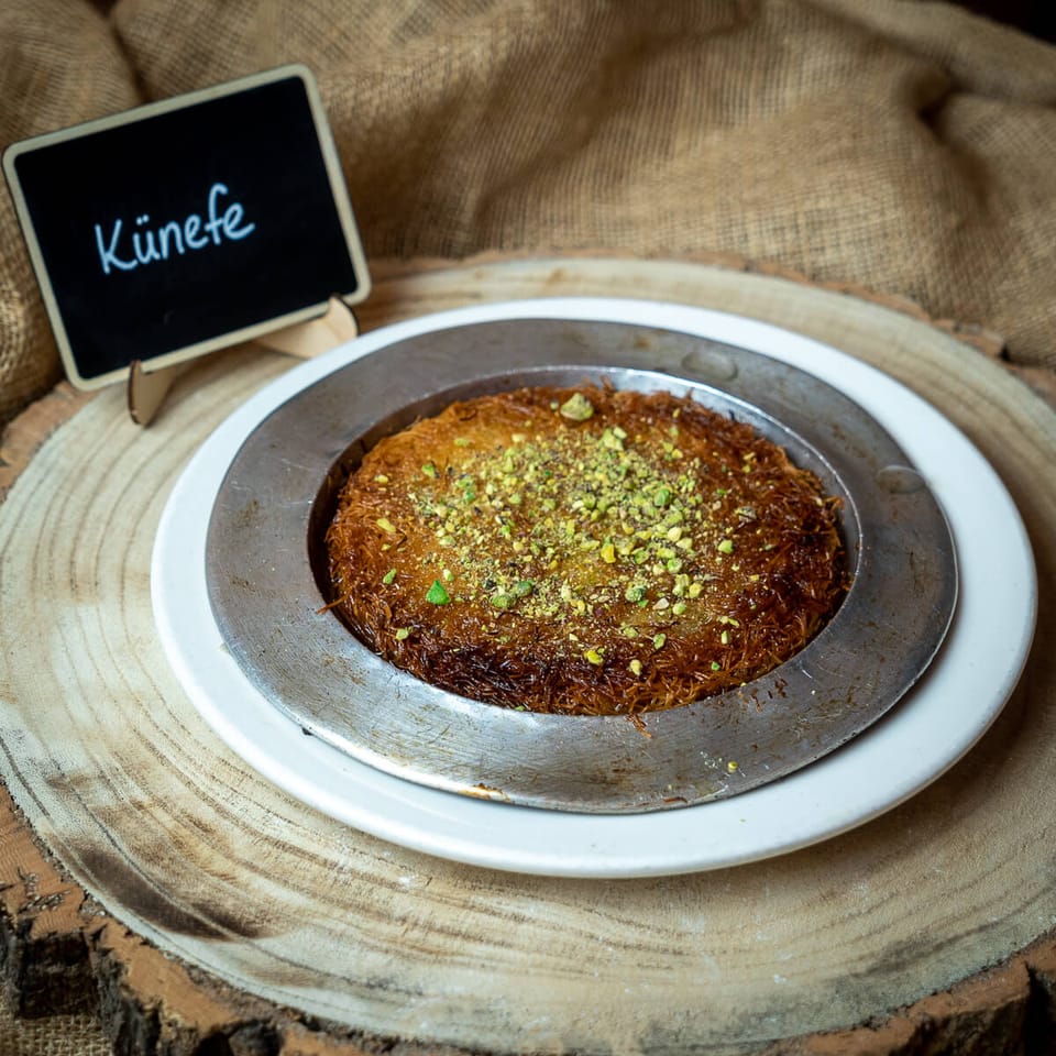 Künefe — Shredded pastry, cheese, syrup, pistachio